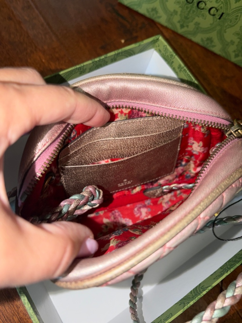 Gucci Quilted Metallic Pink and Aqua Crossbody Bag - Available until May 8 - Picture 5 of 7